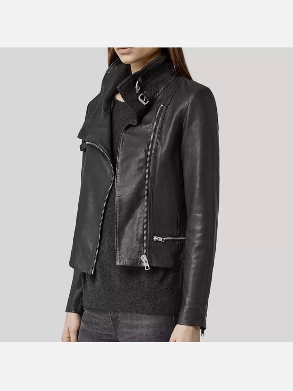 ALLSAINTS Bales Leather Biker Jacket NWT Black US 0 / UK 4